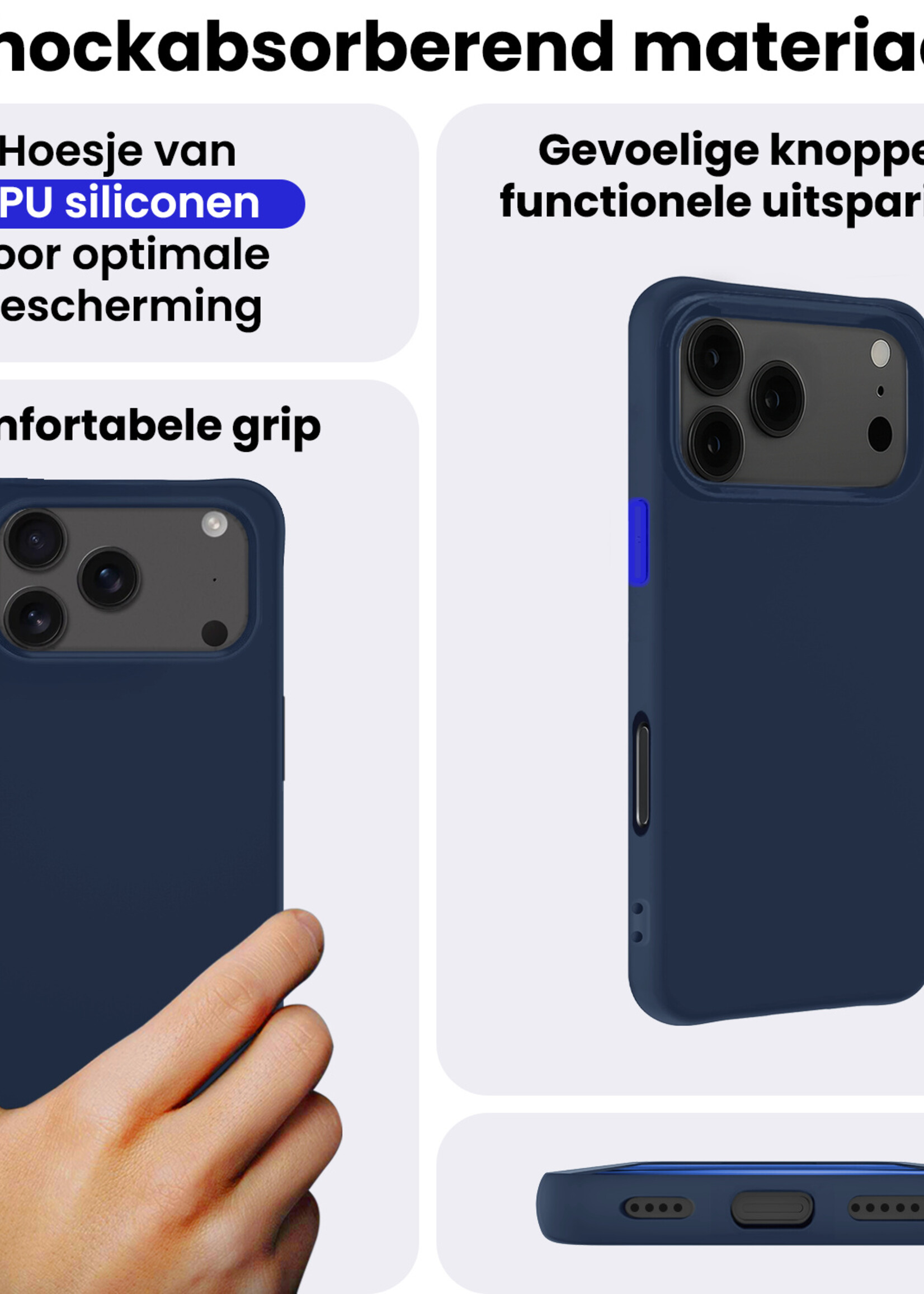 BTH BTH iPhone 17 Pro Max Hoesje Siliconen - Donkerblauw