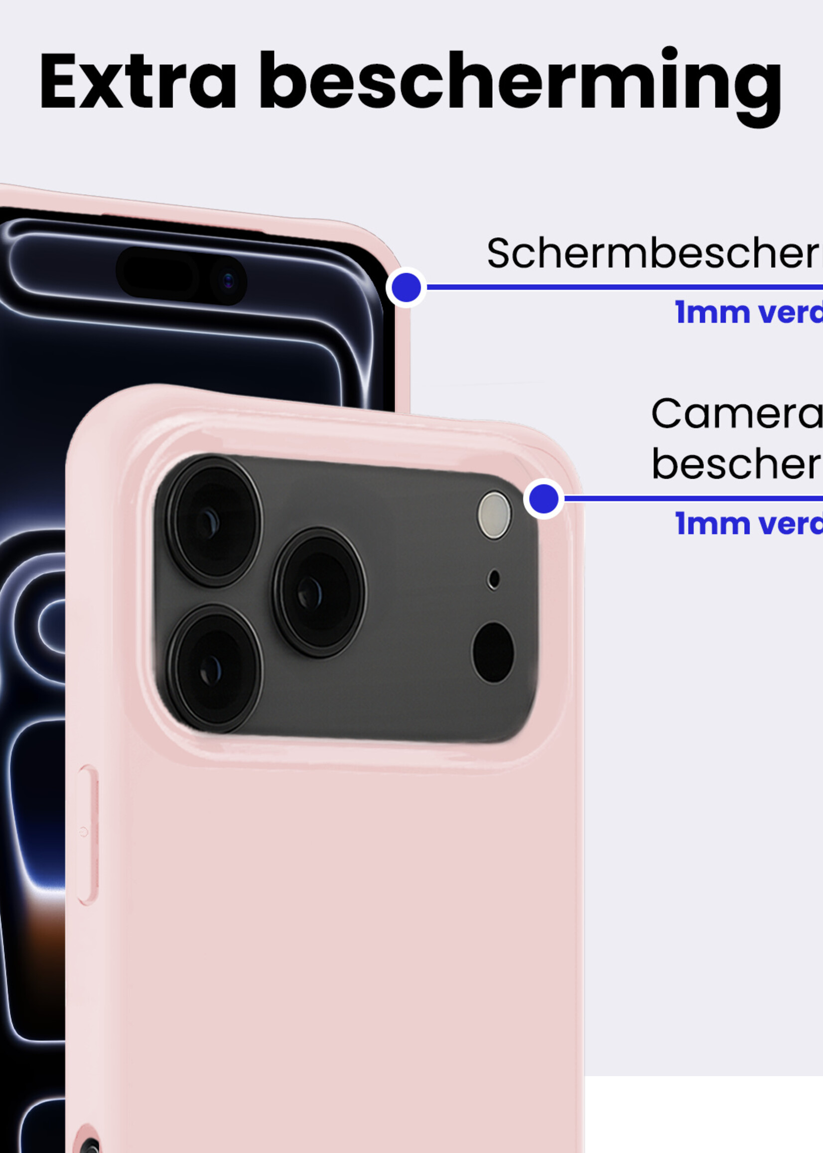 BTH BTH iPhone 17 Pro Max Hoesje Siliconen - Lichtroze