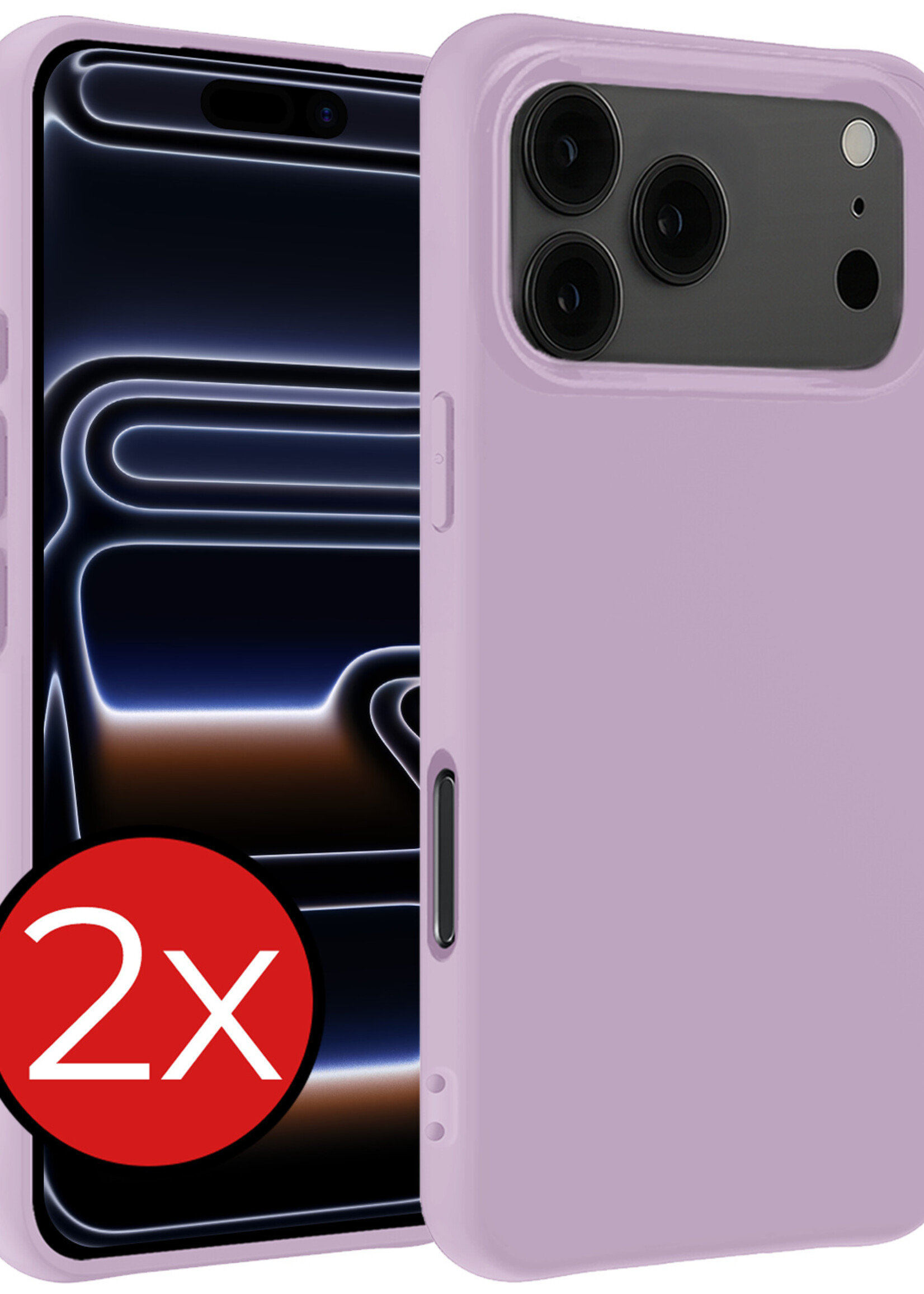 BTH BTH iPhone 17 Pro Max Hoesje Siliconen - Lila - 2 PACK