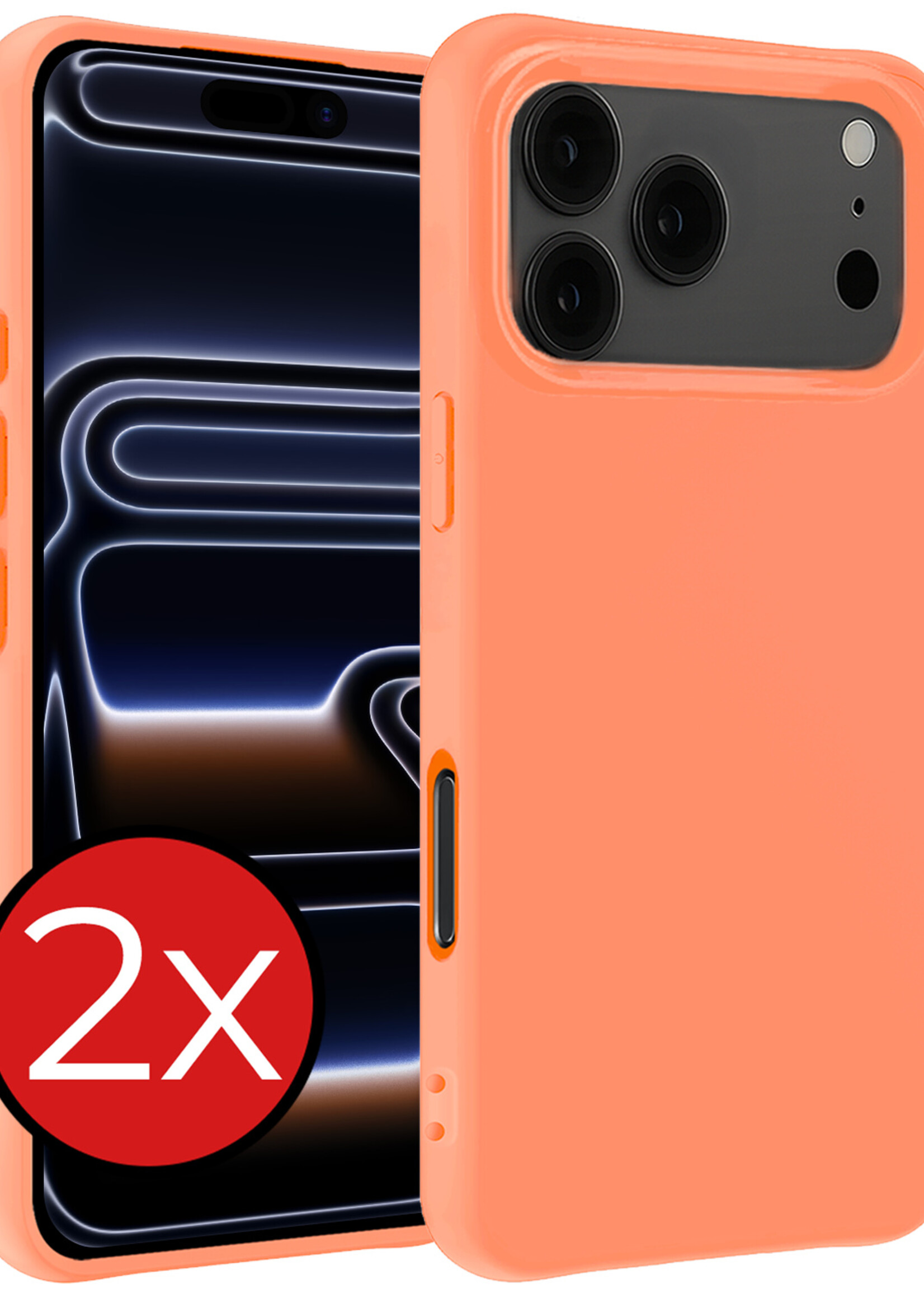 BTH BTH iPhone 17 Pro Max Hoesje Siliconen - Perzik - 2 PACK