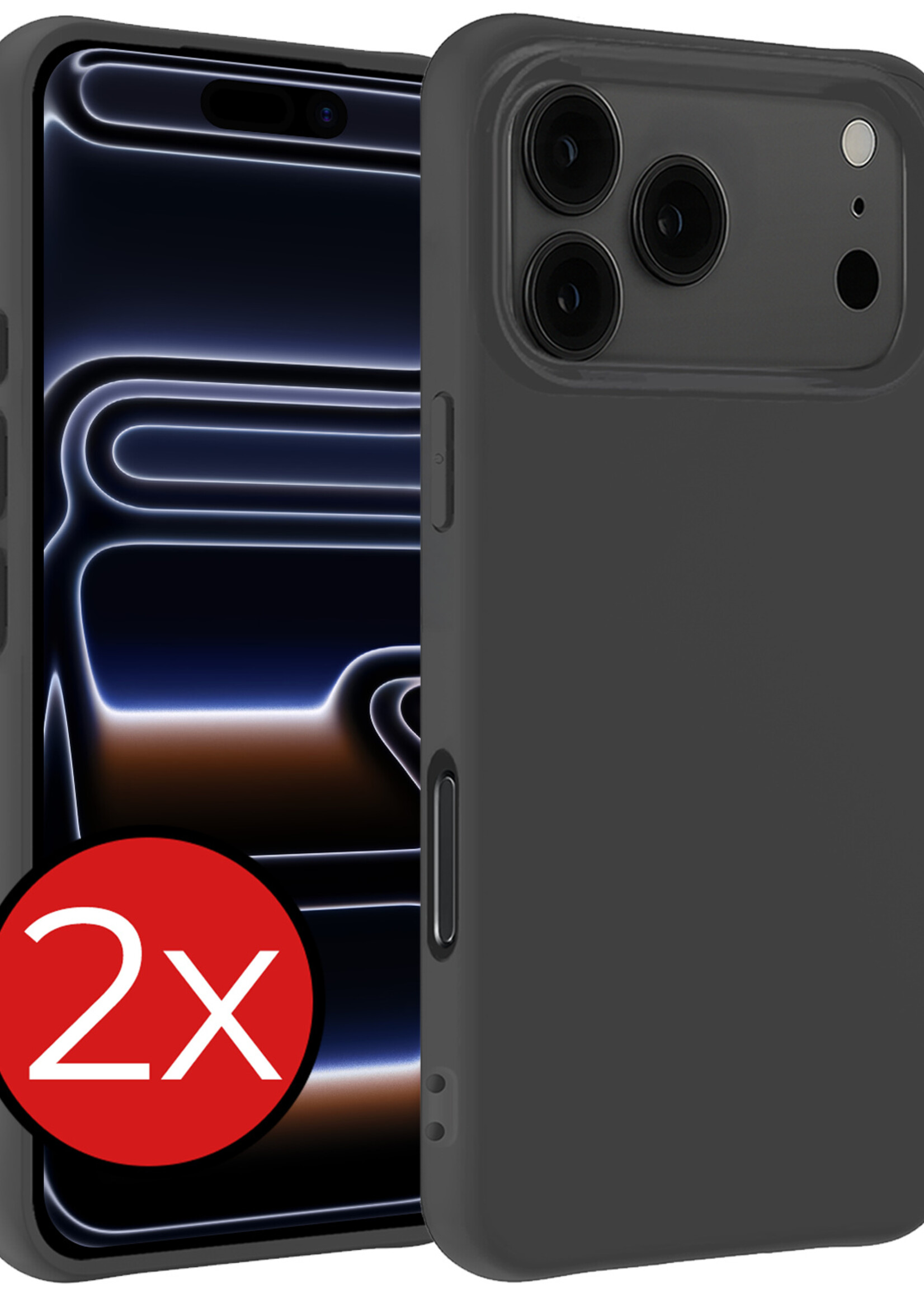 BTH BTH iPhone 17 Pro Max Hoesje Siliconen - Zwart - 2 PACK