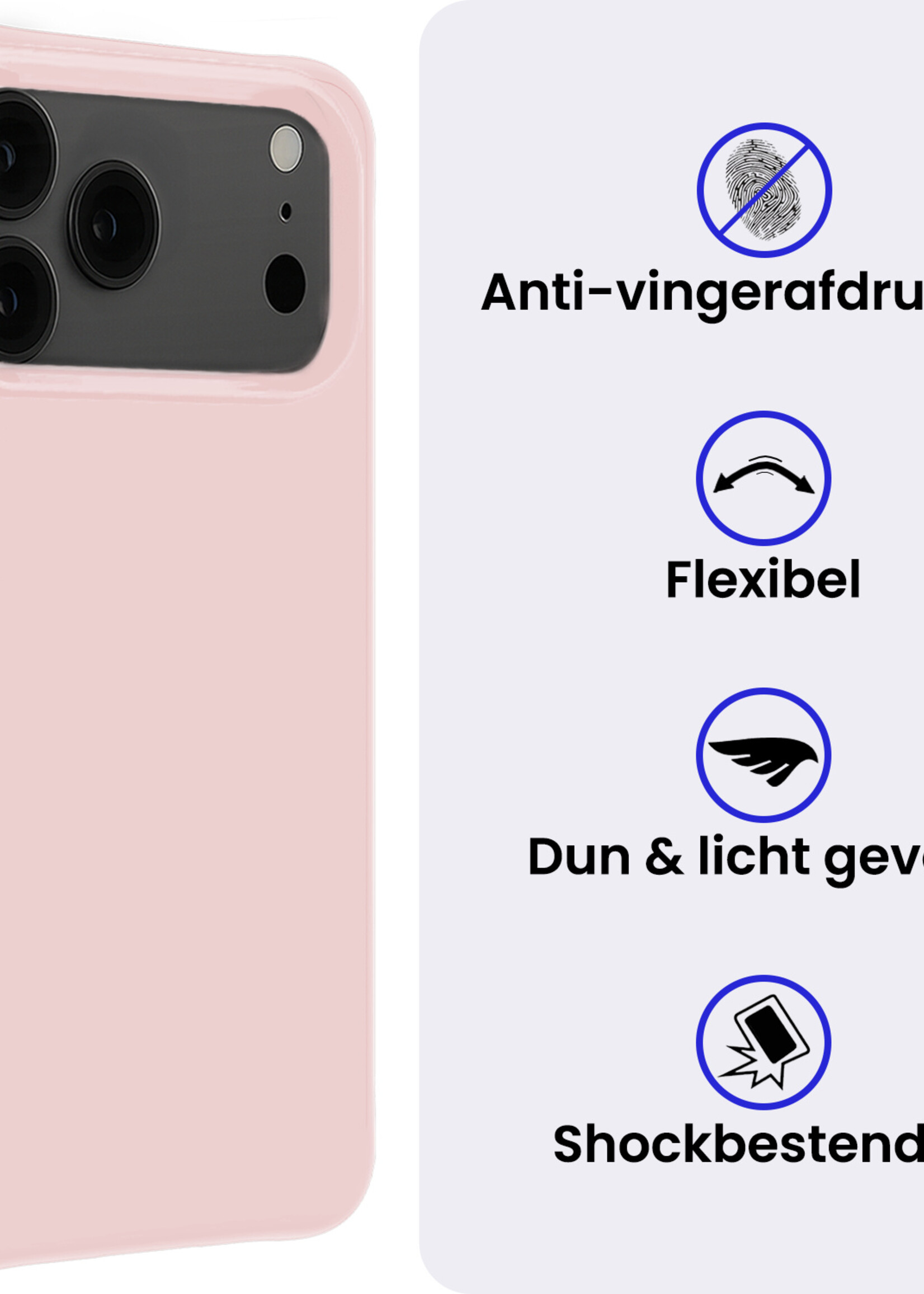 BTH BTH iPhone 17 Pro Max Hoesje Siliconen Met Screenprotector Met Dichte Notch - Lichtroze