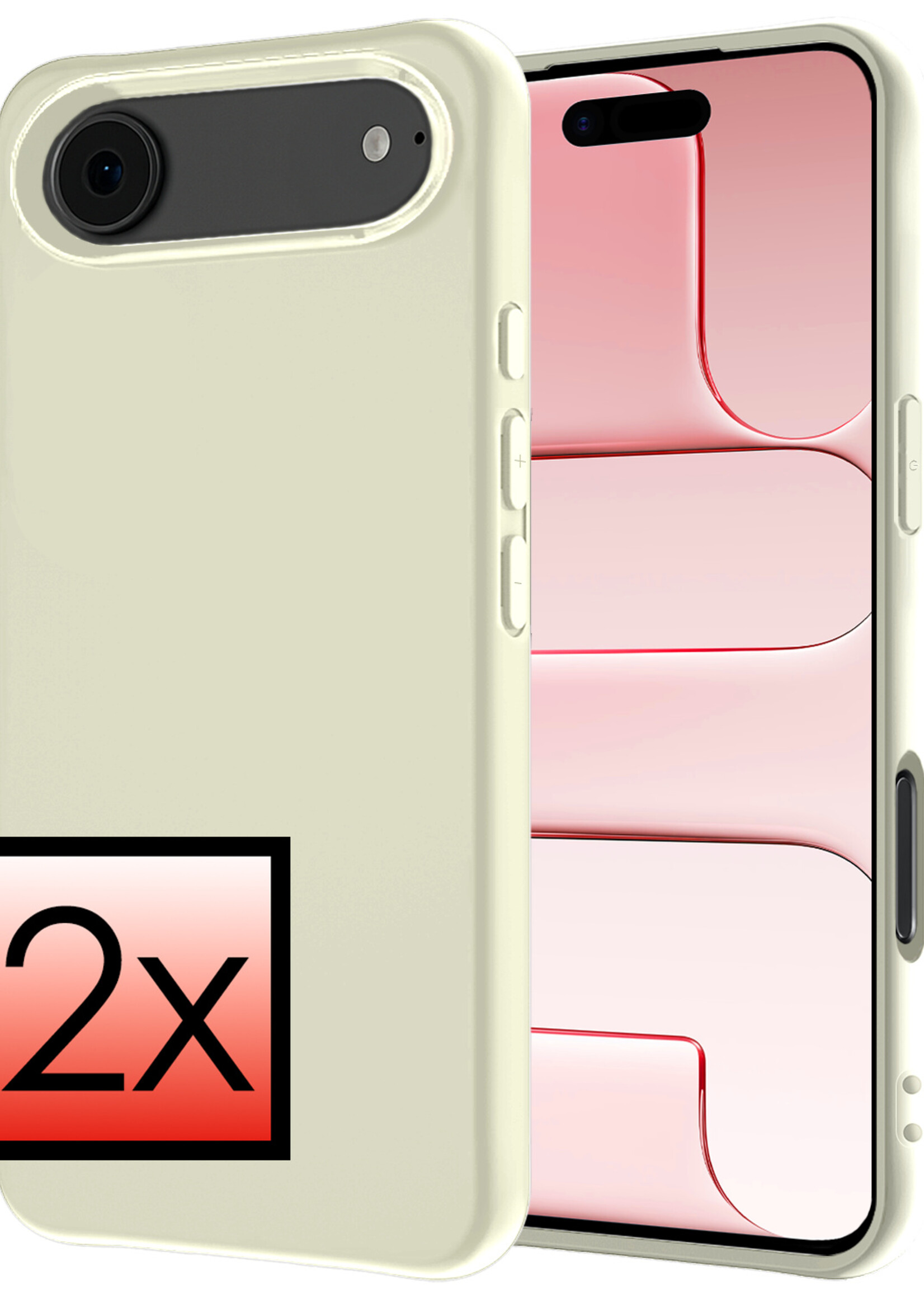 BTH BTH iPhone 17 Pro Max Hoesje Siliconen Met Screenprotector Met Dichte Notch - Rood