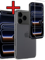BTH BTH iPhone 17 Pro Max Hoesje Siliconen Met Screenprotector Met Dichte Notch - Transparant