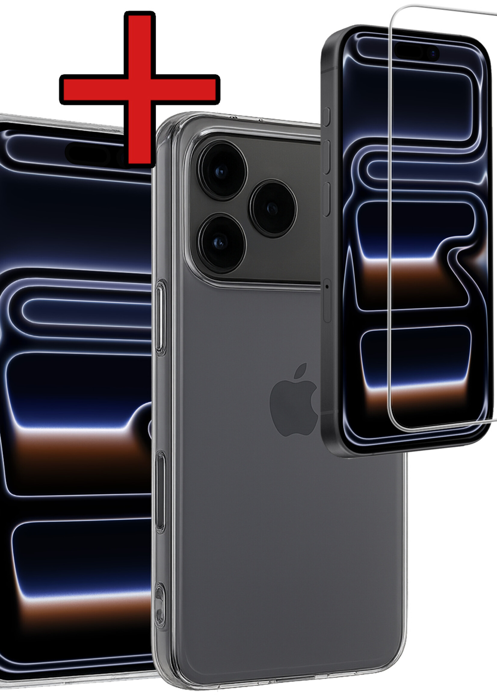 BTH BTH iPhone 17 Pro Max Hoesje Siliconen Met Screenprotector Met Dichte Notch - Transparant