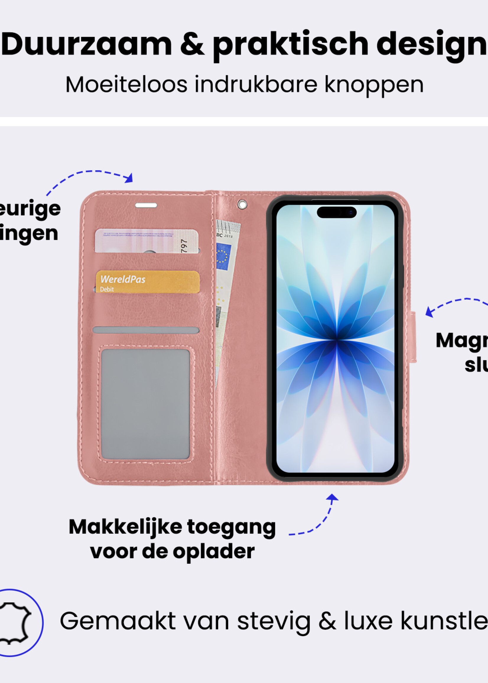 BTH BTH iPhone 17 Hoesje Bookcase - Rose Goud