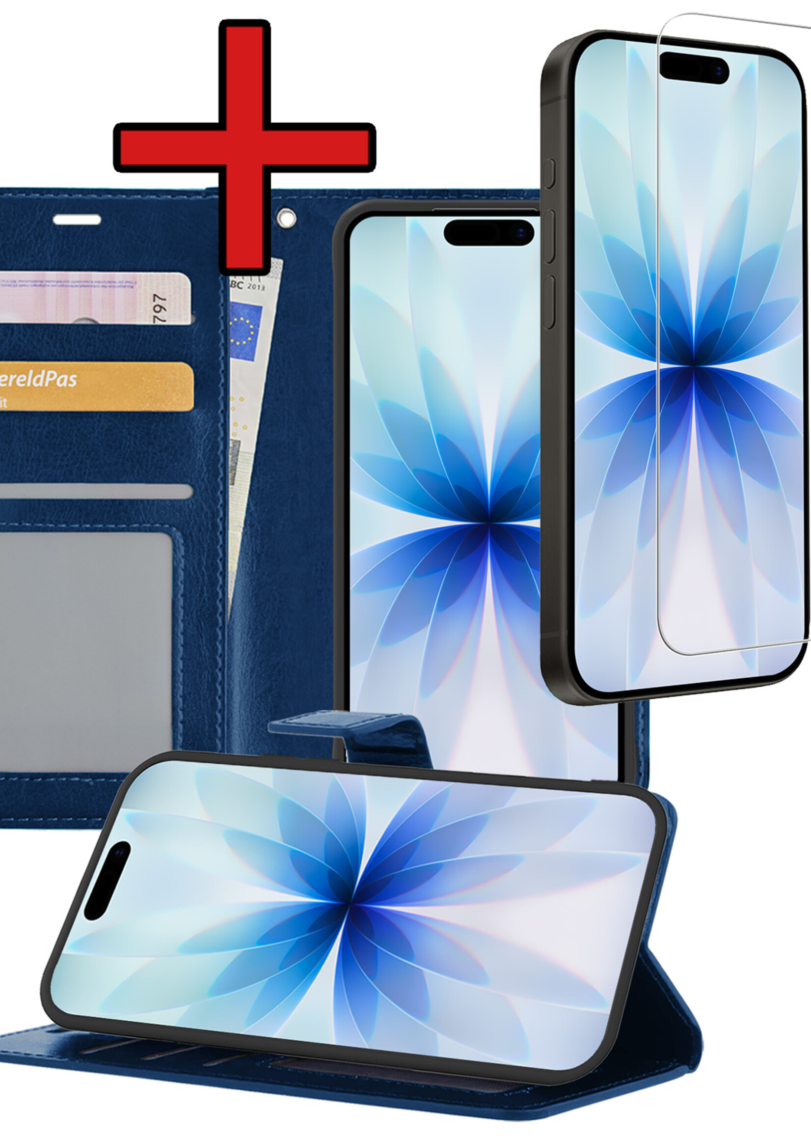 BTH BTH iPhone 17 Hoesje Bookcase Met Screenprotector - Donkerblauw