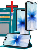 BTH BTH iPhone 17 Hoesje Bookcase Met Screenprotector - Turquoise