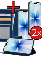 BTH BTH iPhone 17 Hoesje Bookcase Met 2x Screenprotector - Donkerblauw