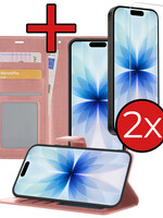 BTH BTH iPhone 17 Hoesje Bookcase Met 2x Screenprotector - Rose Goud