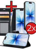 BTH BTH iPhone 17 Hoesje Bookcase Met 2x Screenprotector - Zwart