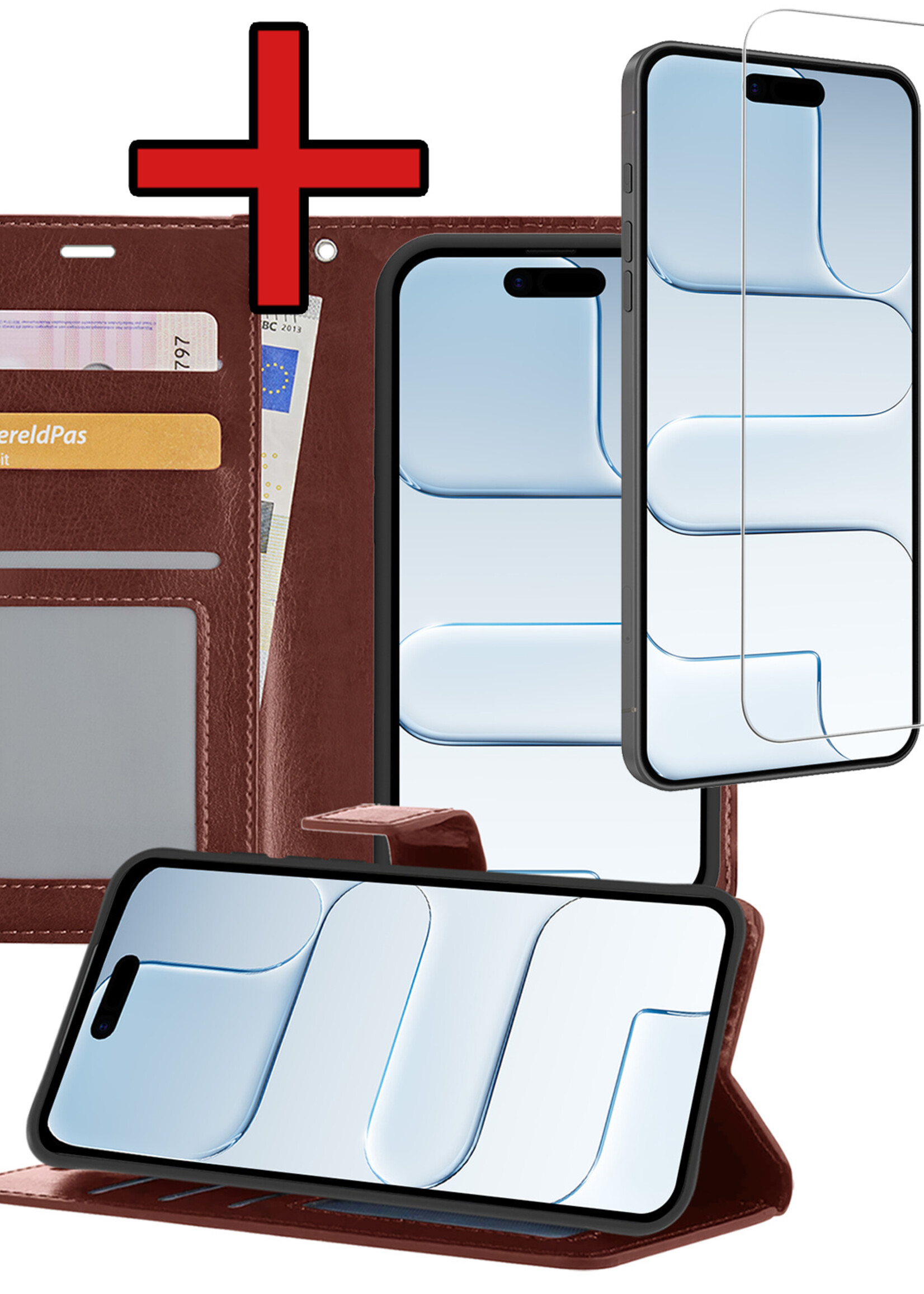 BTH BTH iPhone Air Hoesje Bookcase Met Screenprotector - Bruin