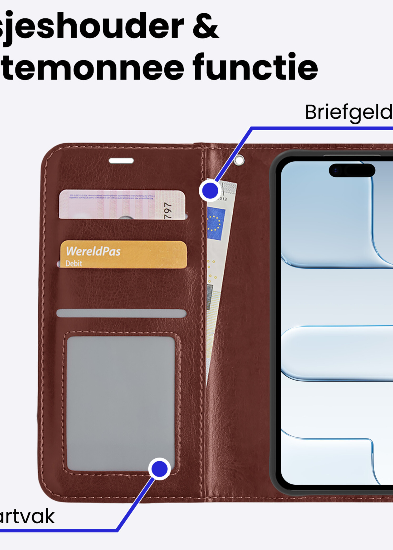 BTH BTH iPhone Air Hoesje Bookcase Met Screenprotector - Bruin