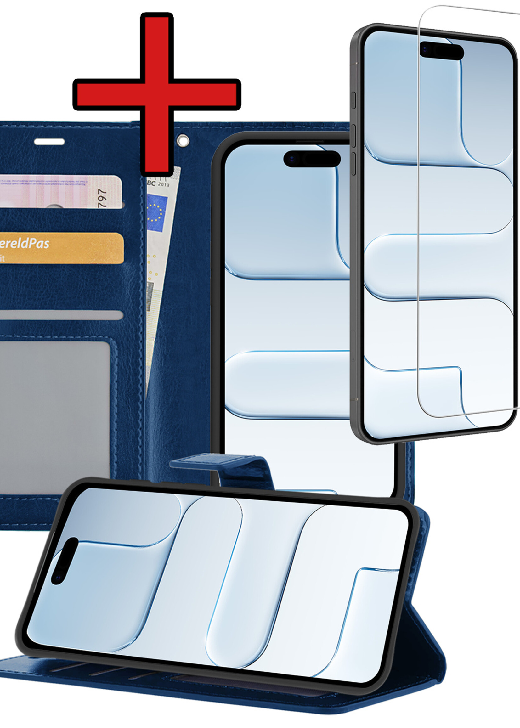 BTH BTH iPhone Air Hoesje Bookcase Met Screenprotector - Donkerblauw