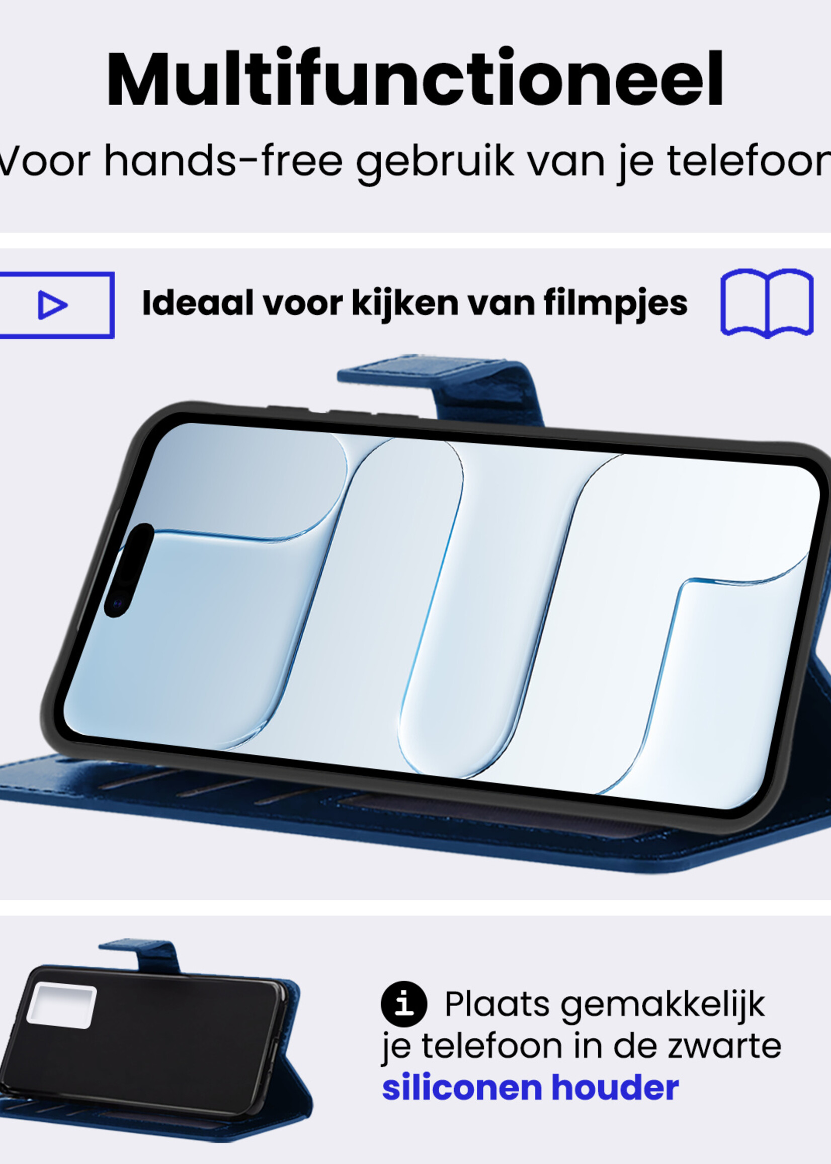 BTH BTH iPhone Air Hoesje Bookcase Met Screenprotector - Donkerblauw