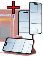 BTH BTH iPhone Air Hoesje Bookcase Met Screenprotector - Rose Goud
