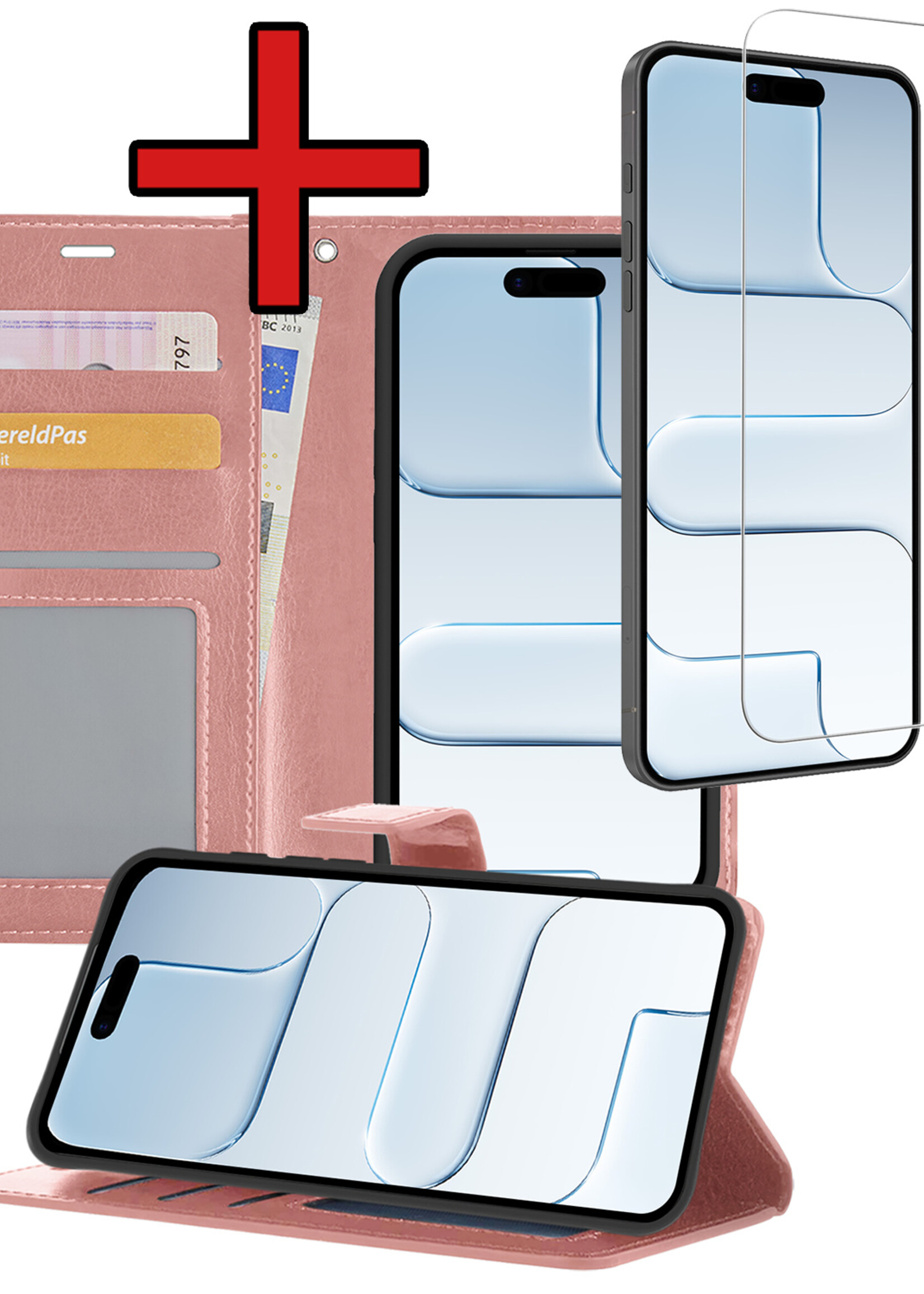 BTH BTH iPhone Air Hoesje Bookcase Met Screenprotector - Rose Goud