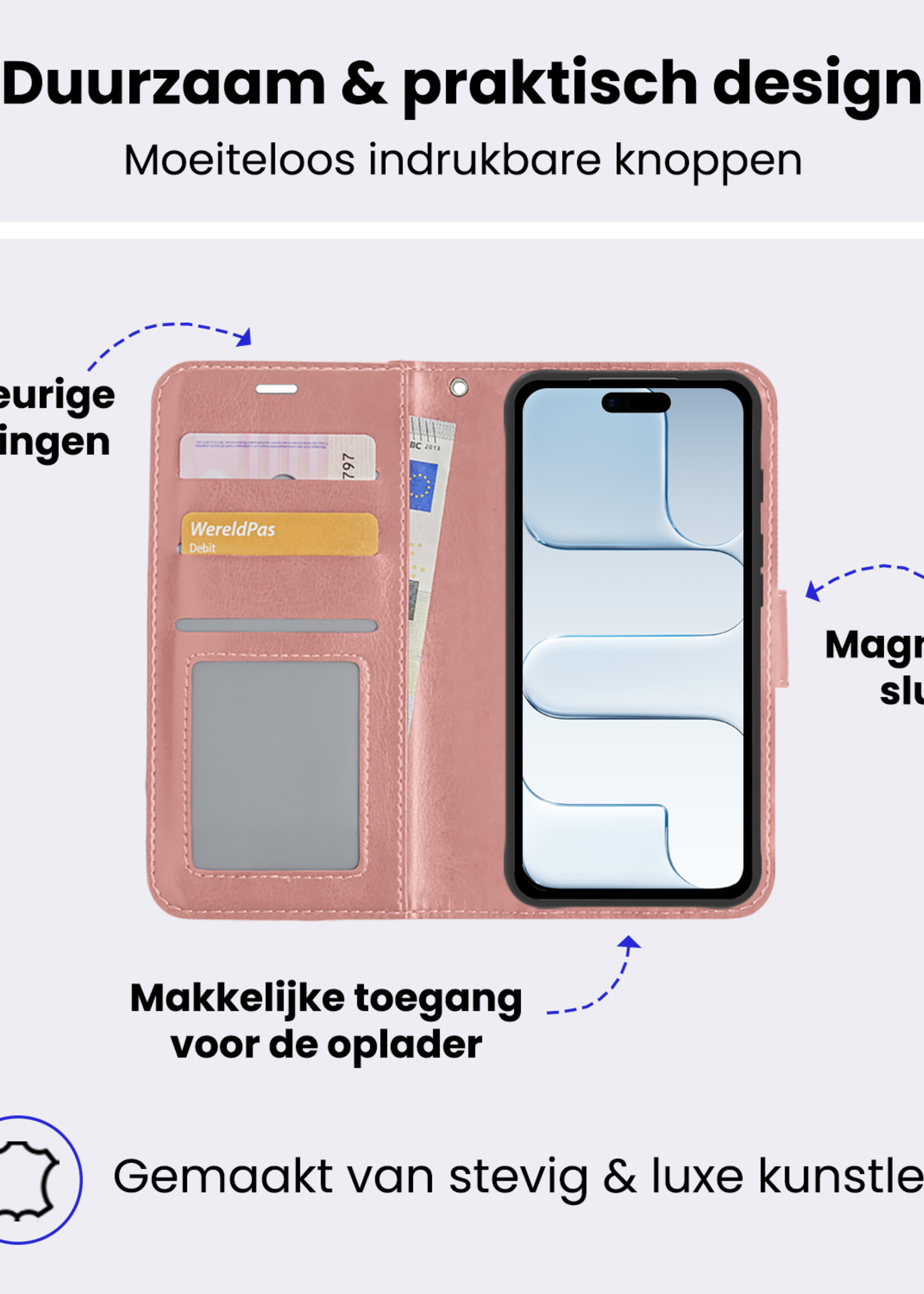 BTH BTH iPhone Air Hoesje Bookcase Met Screenprotector - Rose Goud