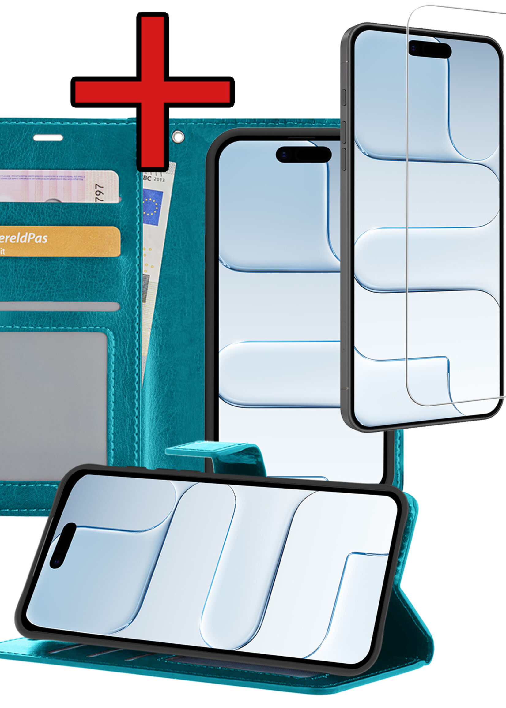 BTH BTH iPhone Air Hoesje Bookcase Met Screenprotector - Turquoise