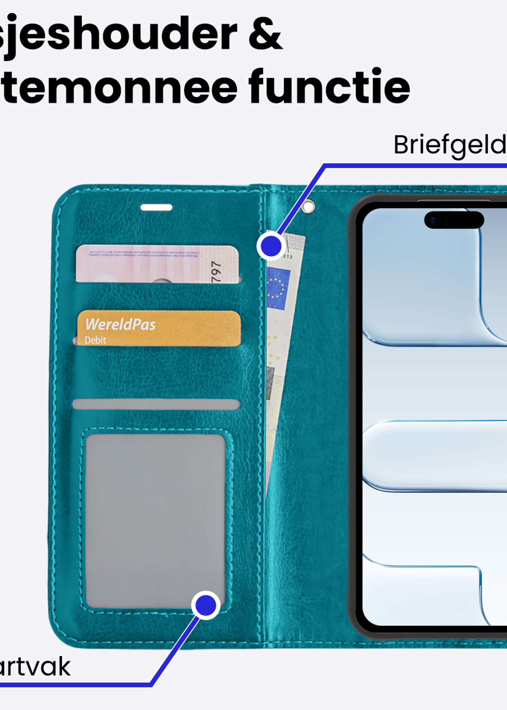 BTH BTH iPhone Air Hoesje Bookcase Met Screenprotector - Turquoise