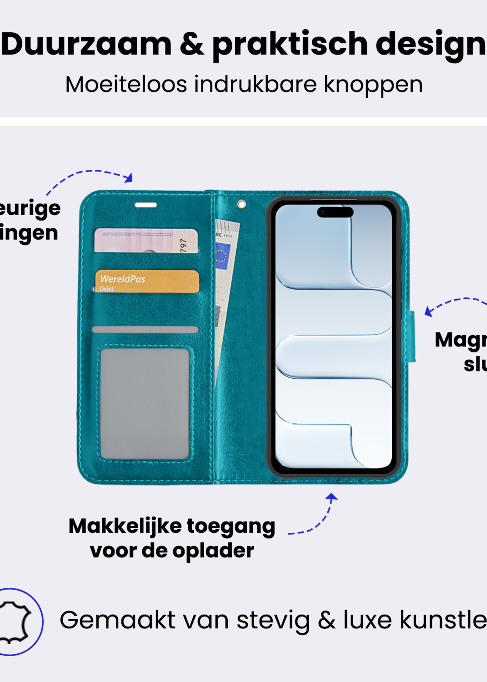 BTH BTH iPhone Air Hoesje Bookcase Met Screenprotector - Turquoise
