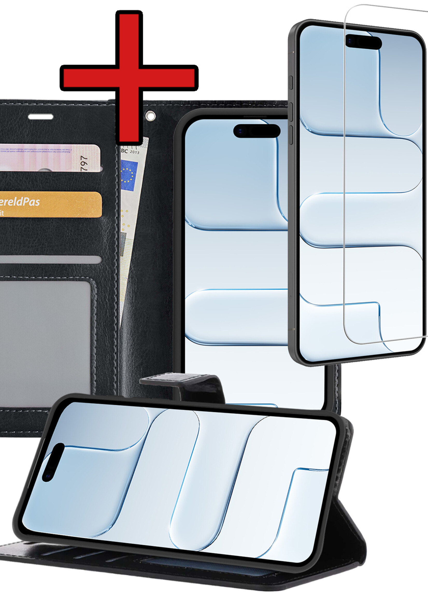 BTH BTH iPhone Air Hoesje Bookcase Met Screenprotector - Zwart
