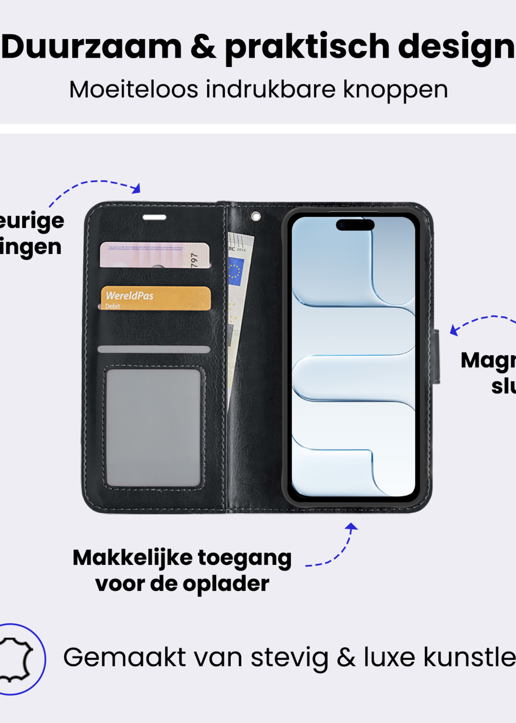BTH BTH iPhone Air Hoesje Bookcase Met Screenprotector - Zwart