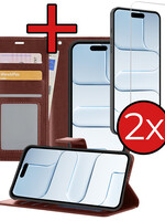 BTH BTH iPhone Air Hoesje Bookcase Met 2x Screenprotector - Bruin