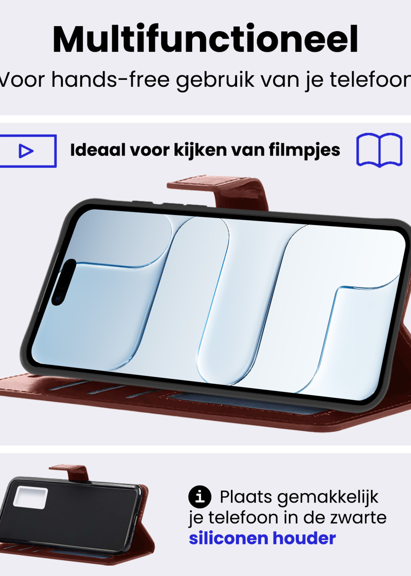 BTH BTH iPhone Air Hoesje Bookcase Met 2x Screenprotector - Bruin