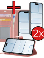 BTH BTH iPhone Air Hoesje Bookcase Met 2x Screenprotector - Rose Goud