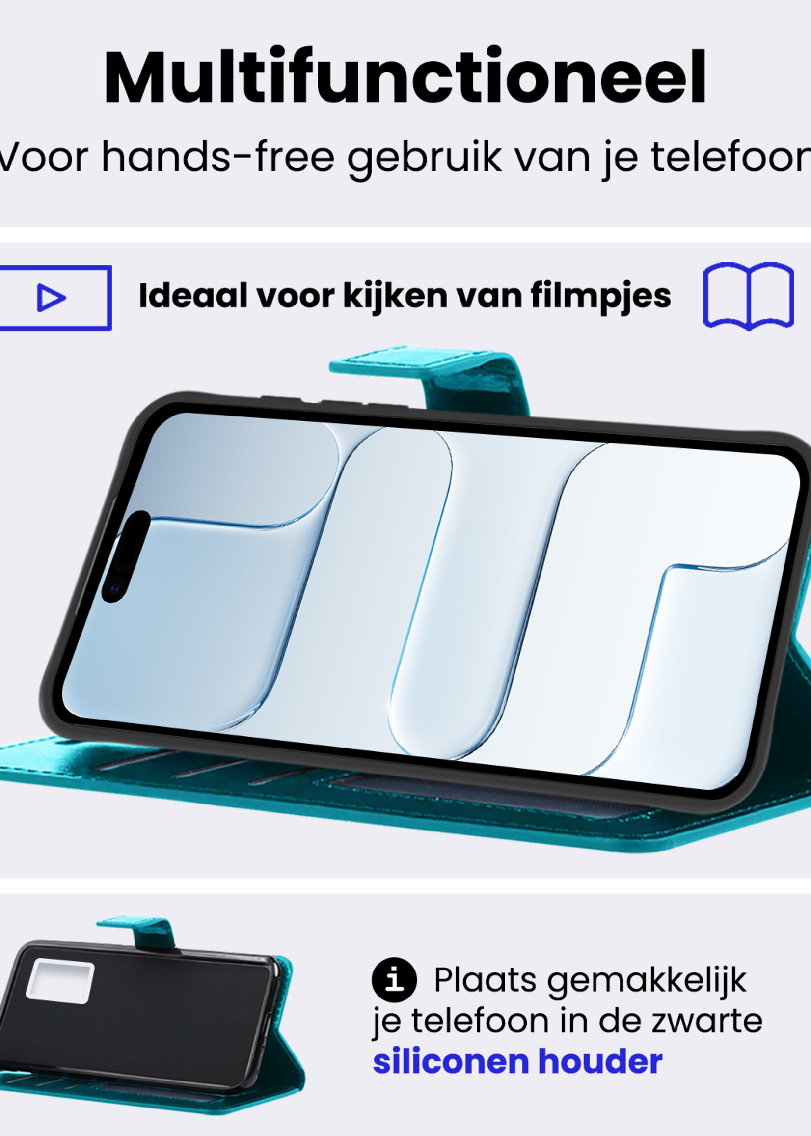 BTH BTH iPhone Air Hoesje Bookcase Met 2x Screenprotector - Turquoise