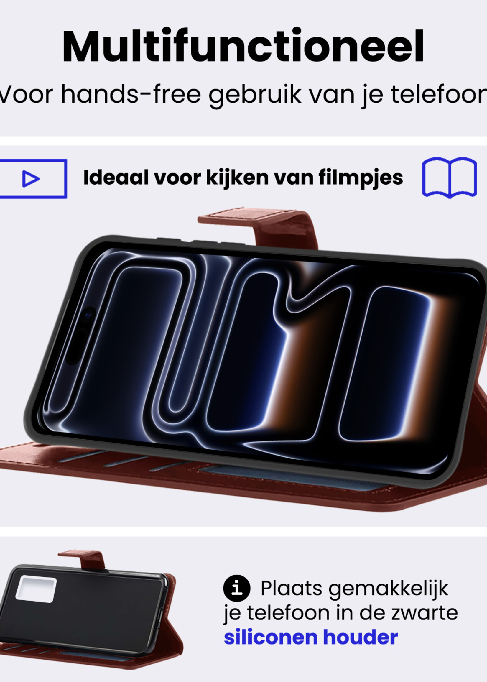 BTH BTH iPhone 17 Pro Hoesje Bookcase - Bruin