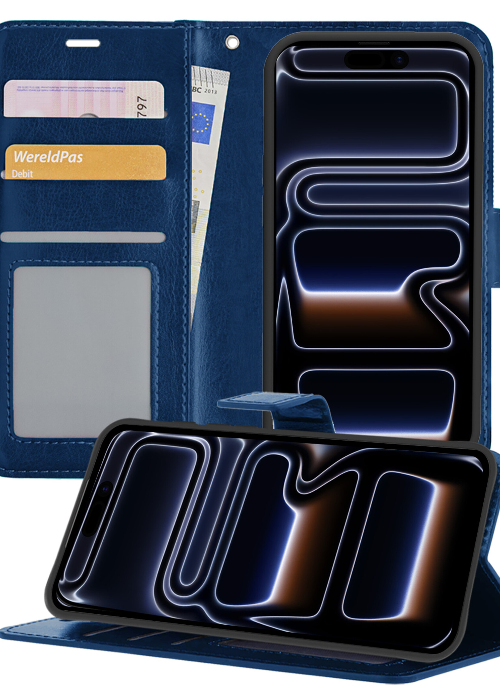 BTH BTH iPhone 17 Pro Hoesje Bookcase - Donkerblauw