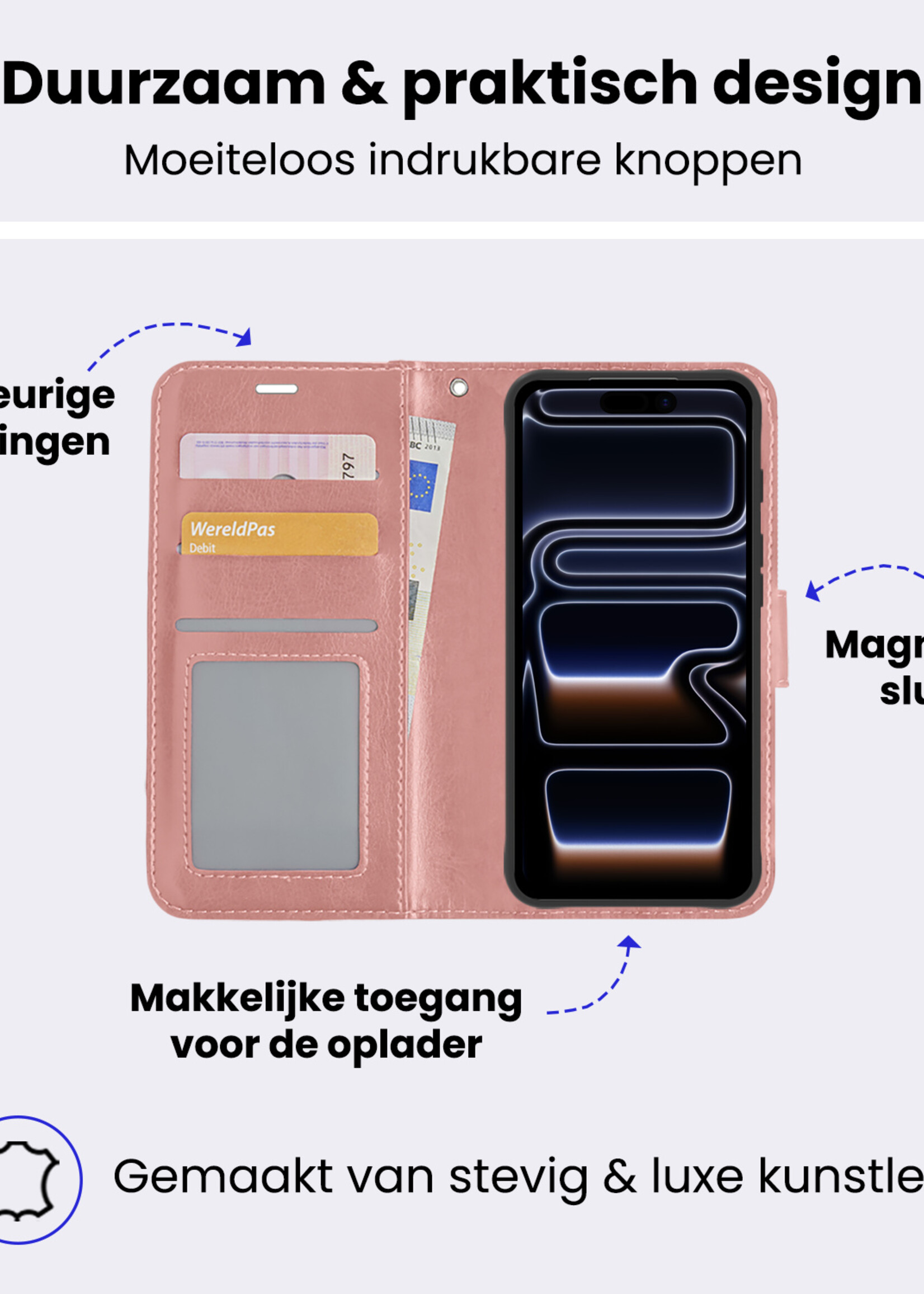 BTH BTH iPhone 17 Pro Hoesje Bookcase - Rose Goud