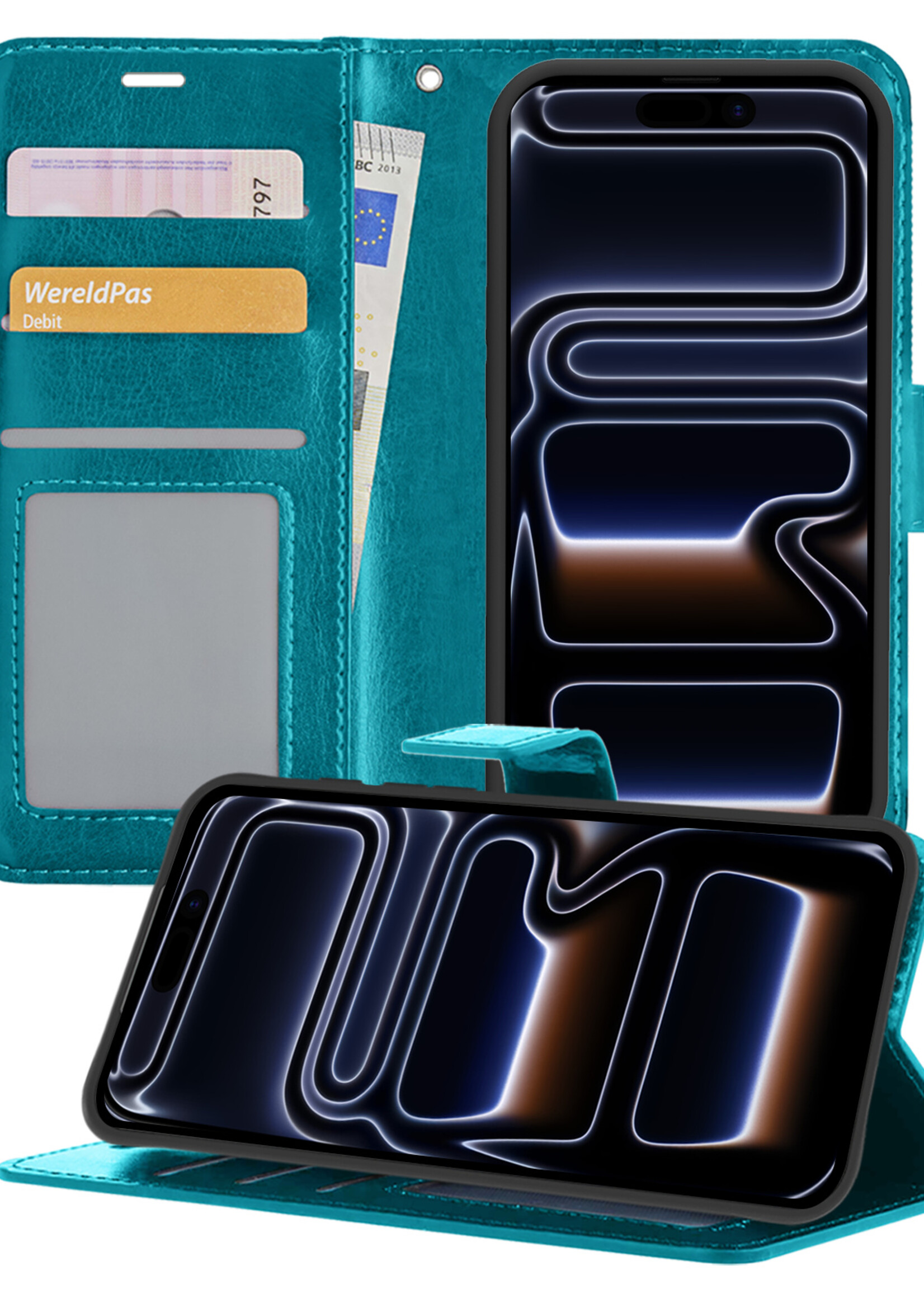 BTH BTH iPhone 17 Pro Hoesje Bookcase - Turquoise