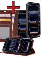 BTH BTH iPhone 17 Pro Hoesje Bookcase Met Screenprotector - Bruin