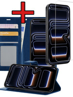 BTH BTH iPhone 17 Pro Hoesje Bookcase Met Screenprotector - Donkerblauw