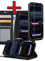 BTH BTH iPhone 17 Pro Hoesje Bookcase Met Screenprotector - Zwart