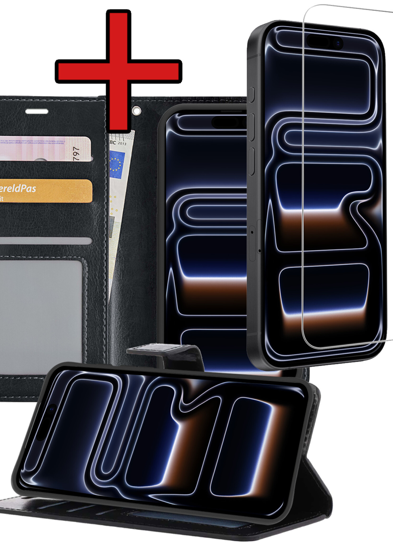 BTH BTH iPhone 17 Pro Hoesje Bookcase Met Screenprotector - Zwart