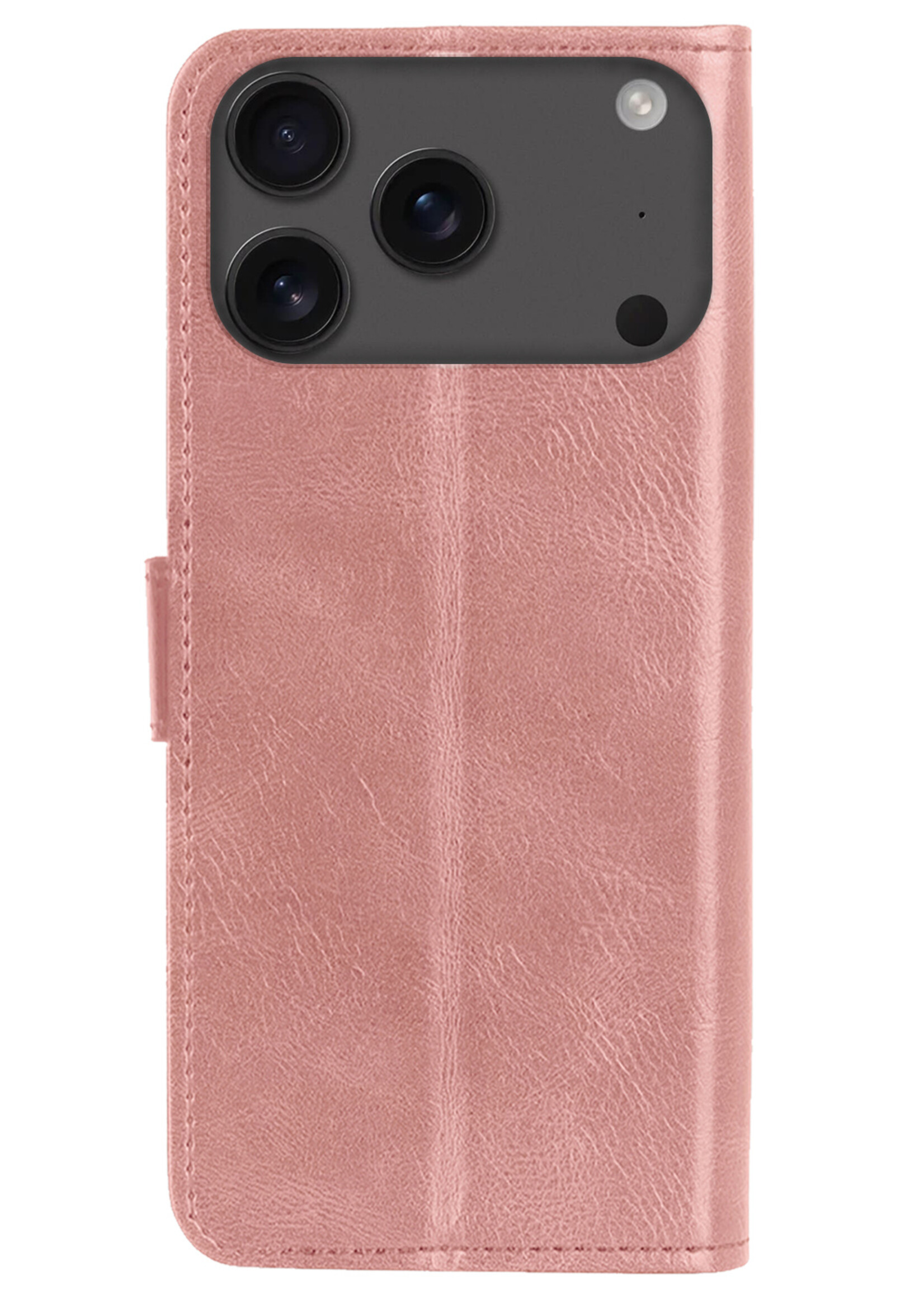 BTH BTH iPhone 17 Pro Hoesje Bookcase Met 2x Screenprotector - Rose Goud