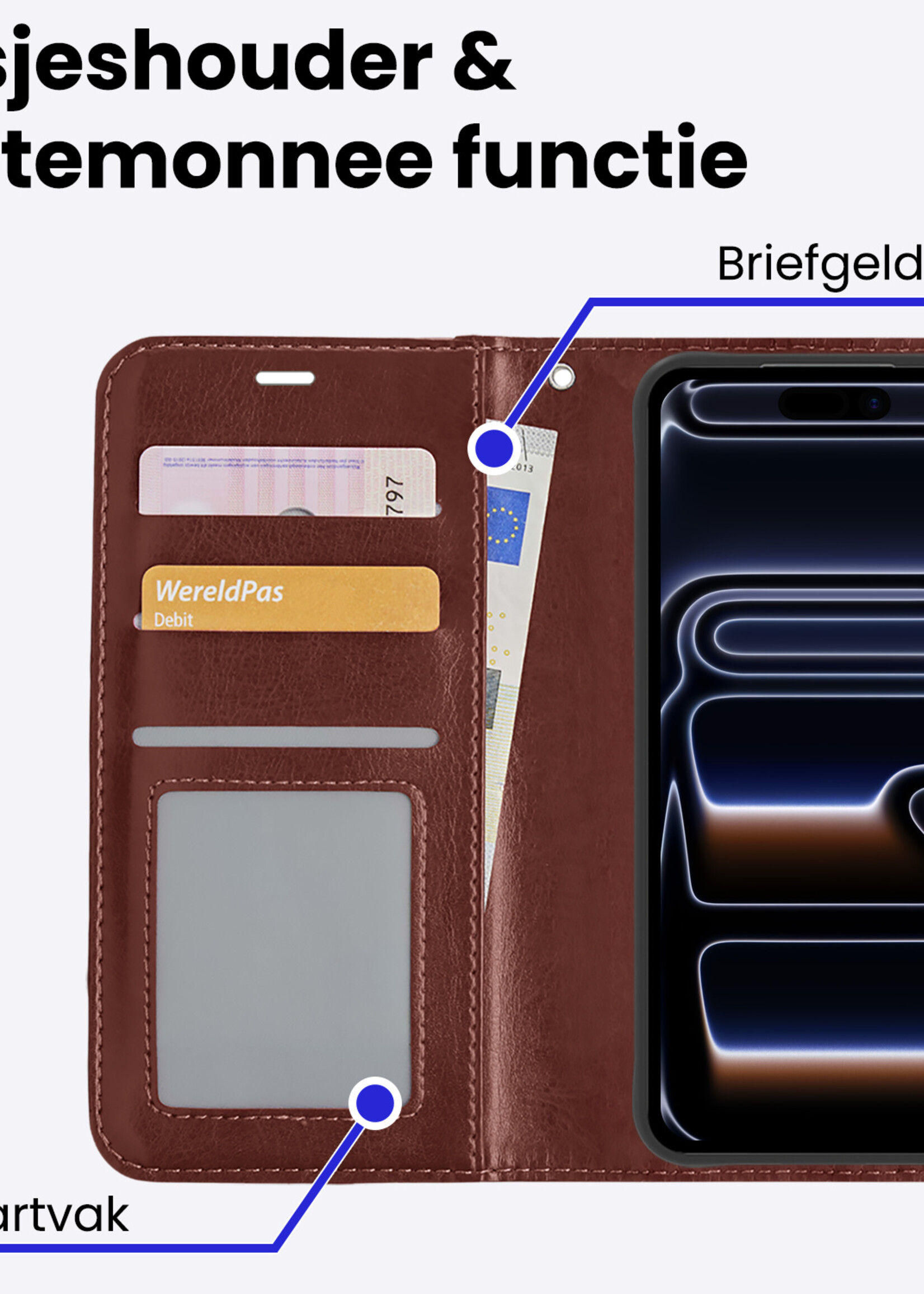 BTH BTH iPhone 17 Pro Max Hoesje Bookcase - Bruin