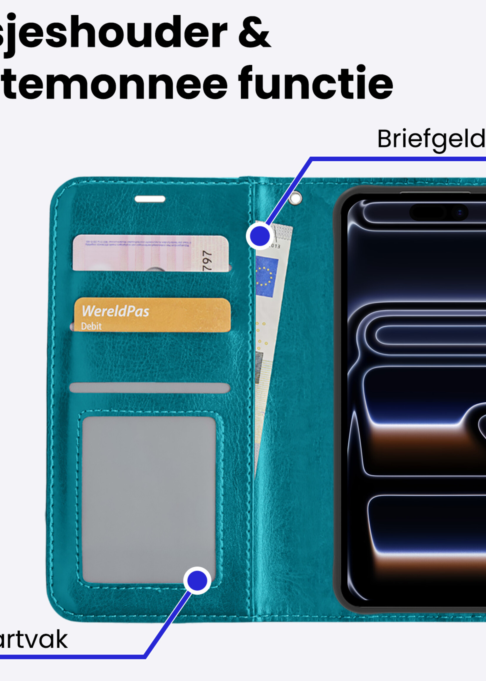 BTH BTH iPhone 17 Pro Max Hoesje Bookcase - Turquoise