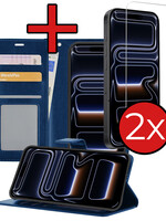 BTH BTH iPhone 17 Pro Max Hoesje Bookcase Met 2x Screenprotector - Donkerblauw