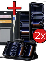 BTH BTH iPhone 17 Pro Max Hoesje Bookcase Met 2x Screenprotector - Zwart