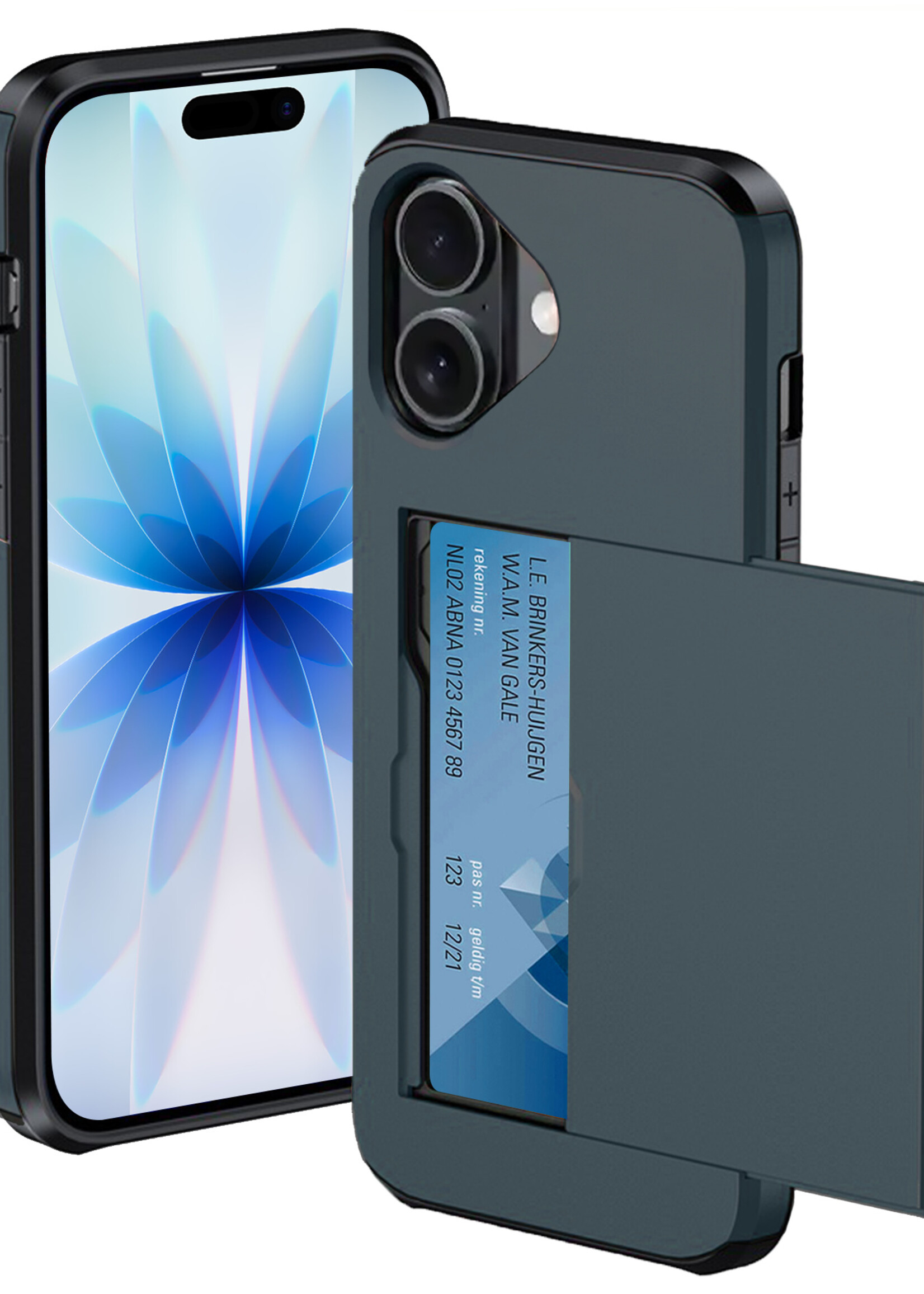 BTH BTH iPhone 17 Hoesje Pashouder Hard - Donker Blauw