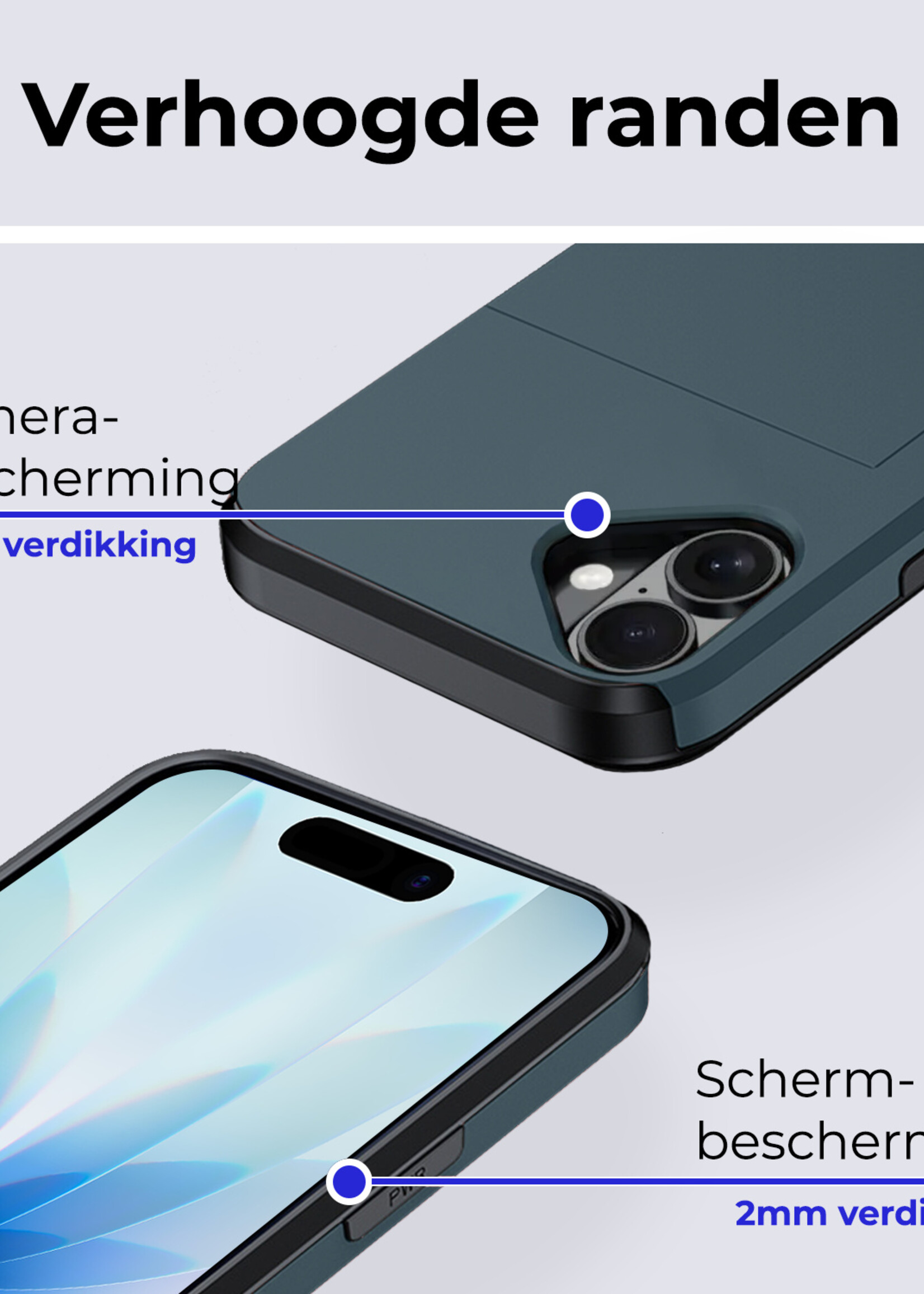 BTH BTH iPhone 17 Hoesje Pashouder Hard - Donker Blauw