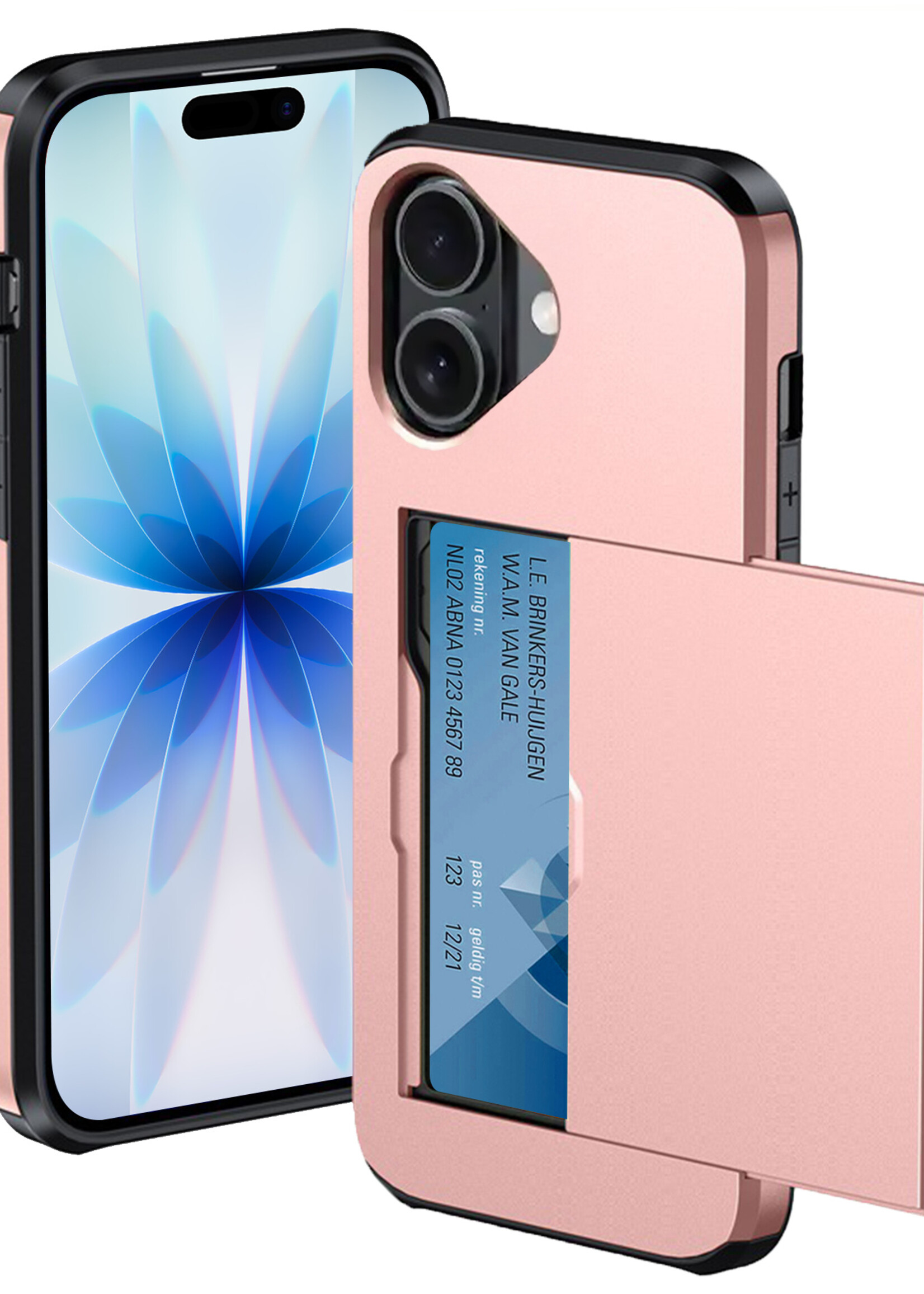 BTH BTH iPhone 17 Hoesje Pashouder Hard - Rosé Goud