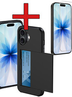 BTH BTH iPhone 17 Hoesje Pashouder Hard Met Screenprotector - Zwart