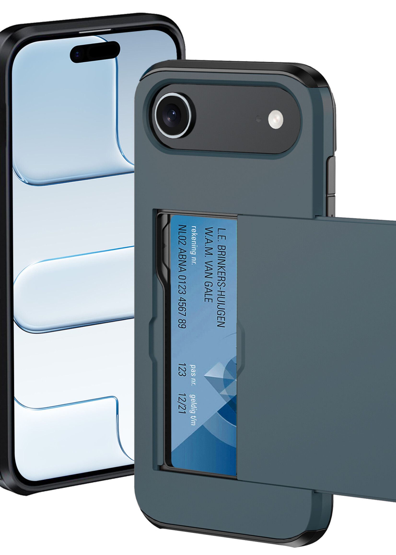 BTH BTH iPhone Air Hoesje Pashouder Hard - Donker Blauw