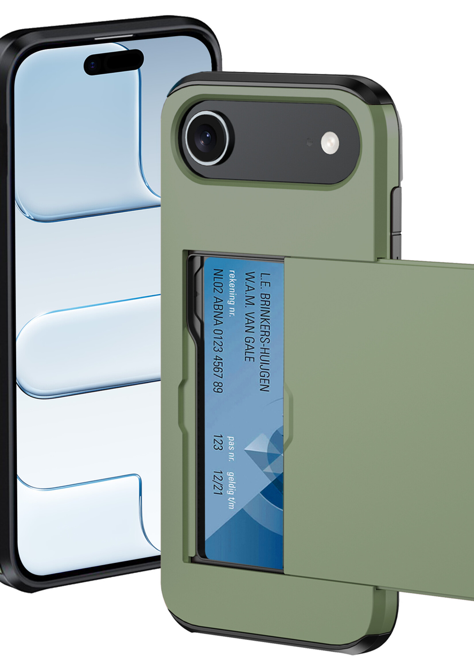 BTH BTH iPhone Air Hoesje Pashouder Hard - Donker Groen